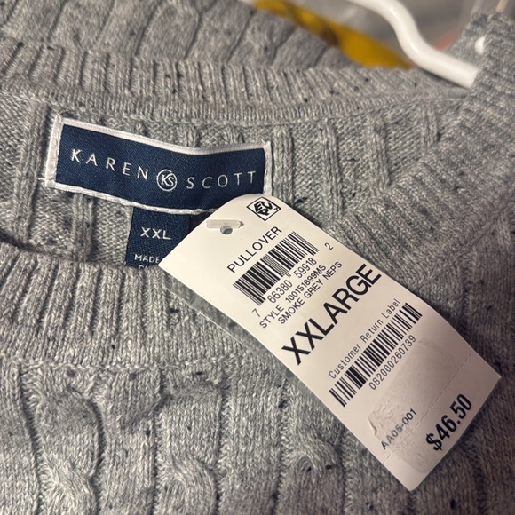NWT KAREN SCOTT GREY SWEATER PLUS SIZE 2x. Nice Thin Sweater for Fall ๐. - Picture 3 of 3